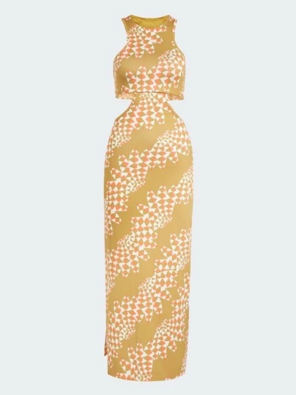 FARM Rio Mustard Geo-Print Midi Dress